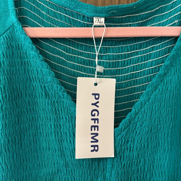 PYGFEMR Women Summer Empire Waist Dress Smocked Flutter Short Sleeve VNeck Midi - Picture 4 of 5